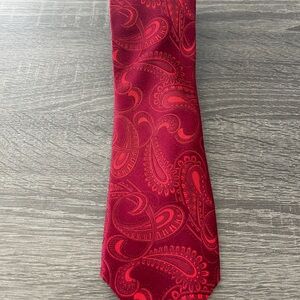 Men's Tasso Elba Burgundy With Red Paisley Sheen Modern Dynamic  58 Inch X 3 1/2